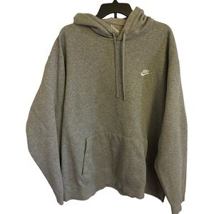 Nike Men's Gray Pullover Hoodie with Small Swoosh